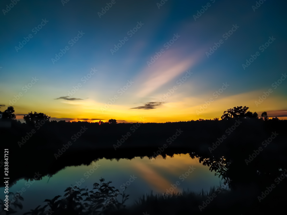 sunset over lake