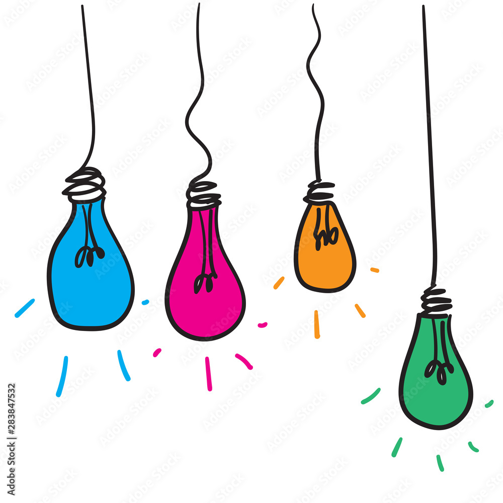 hand drawn Vector light bulb icons with concept of idea vector illustration hand drawn Vector light bulb icons with concept of idea vector illustration