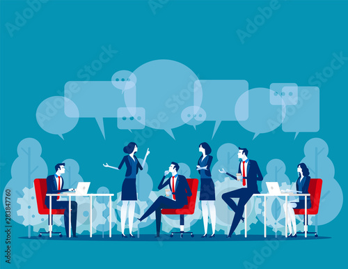 Business people talk. Concept business vector illustration, Discussion, Communication, Brainstorming.