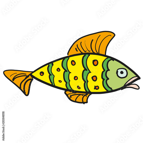 Fish flat color illustration on white