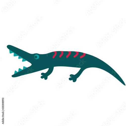 Crocodile flat color illustration on white © lkeskinen