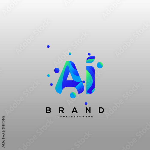 Initial letter AI logo with colorful background, letter combination logo design for creative industry, web, business and company. - Vector