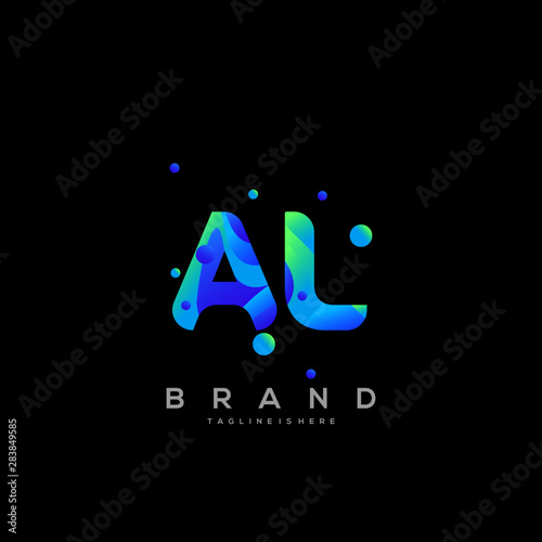 Initial letter AL logo with colorful background, letter combination logo design for creative industry, web, business and company. - Vector