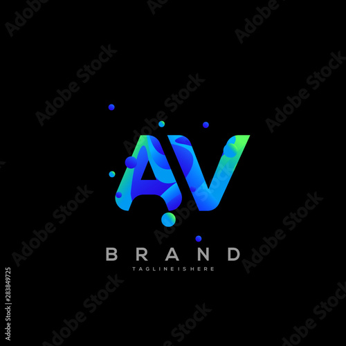 Initial letter AV logo with colorful background, letter combination logo design for creative industry, web, business and company. - Vector