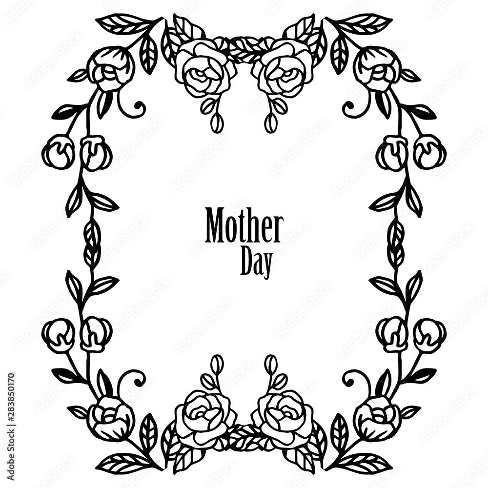 Pattern art flower frame, cute design elements for greeting mother day. Vector