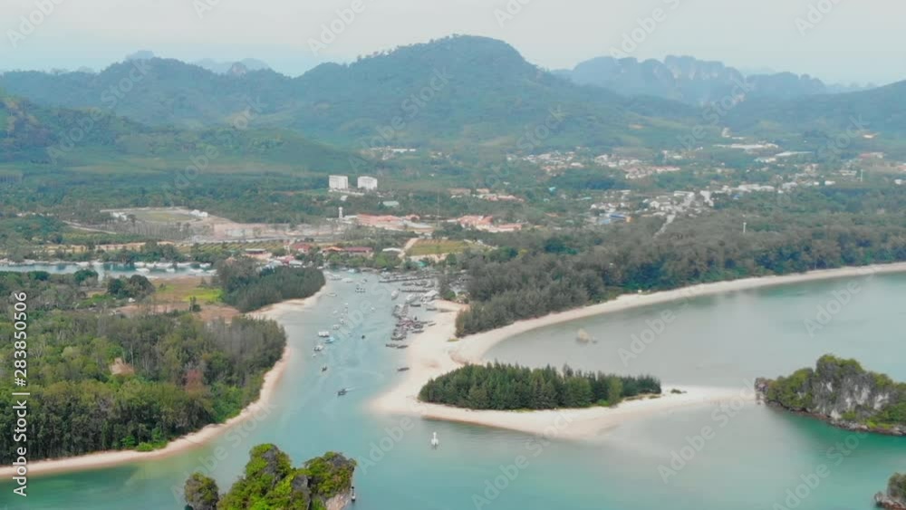 Aerial of Ao Nang Beach in Krabi island, Thailand