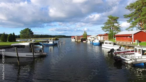 Aerial view through peaceful harbor photo