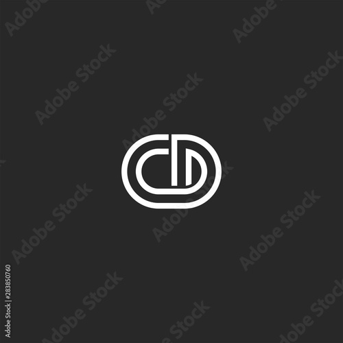 Logo monogram CD or DC letters thin lines creative stylish design element, two overlapping marks C and D together