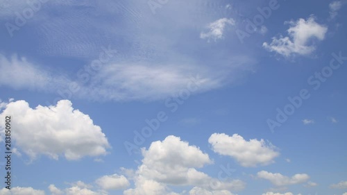 blue sky with white clouds, time lapse