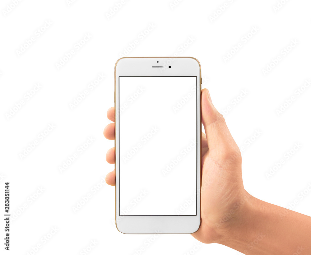 Hand holding smartphone device Hand holding smartphone device
