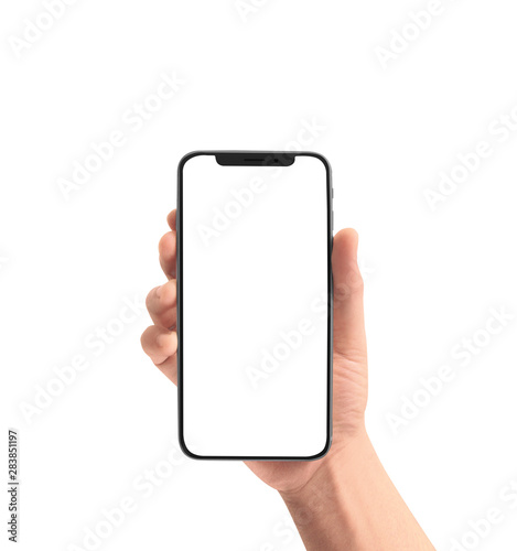 Hand holding smartphone device