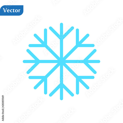 Blue Snowflake flat icon. Snow pictogram. Winter symbol. Vector illustration, EPS10.