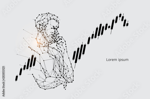 The particles, geometric art, line and dot of engineering