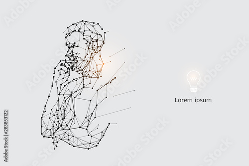 The particles, geometric art, line and dot of engineering