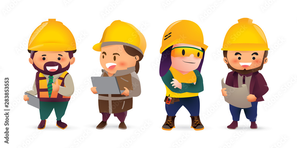 Character Construction worker repairman banner, safety first, health and safety, vector illustrator Character Construction worker repairman banner, safety first, health and safety, vector illustrator