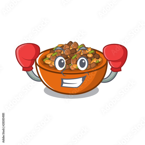 Boxing kung pao chicken isolated with cartoon