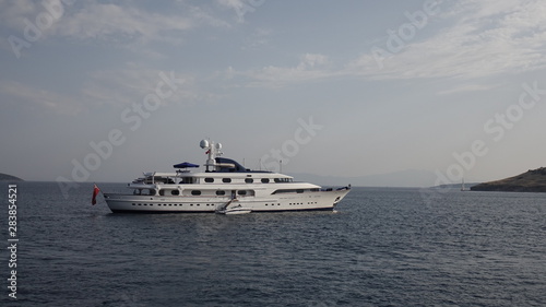 Yacht in the Bay of the Aegean sea.
