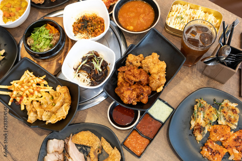 Various Korean food on the table