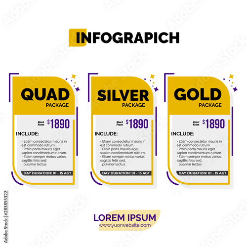 Infographic element design with 3 package or options