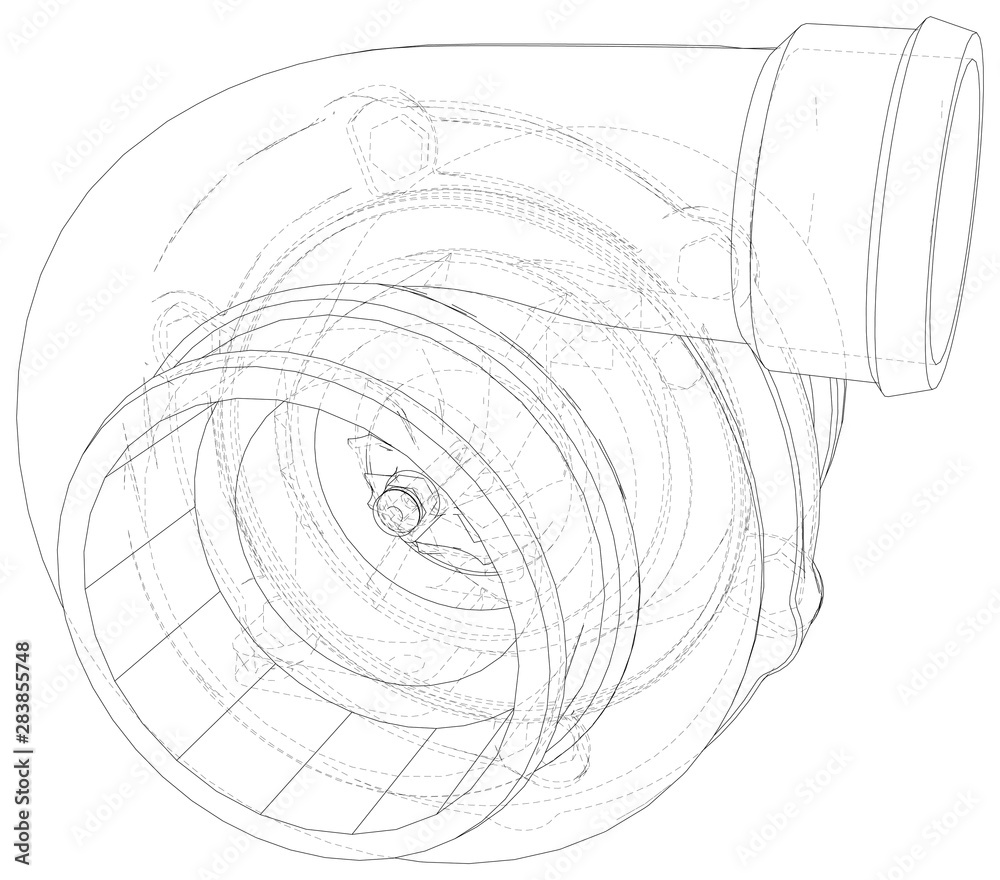 Automotive turbocharger line sketch isolated on white background. Vehicle  performance turbo. Car turbocharger sign. Vector rendering of 3d - Stock  Image - Everypixel