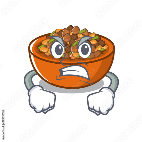 Angry kung pao chicken in character shape