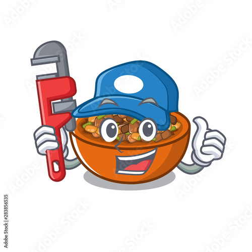 Plumber kung pao chicken in a cartoon