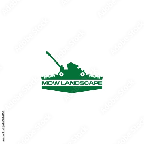 Green Mow Landscape Logo Design Vector