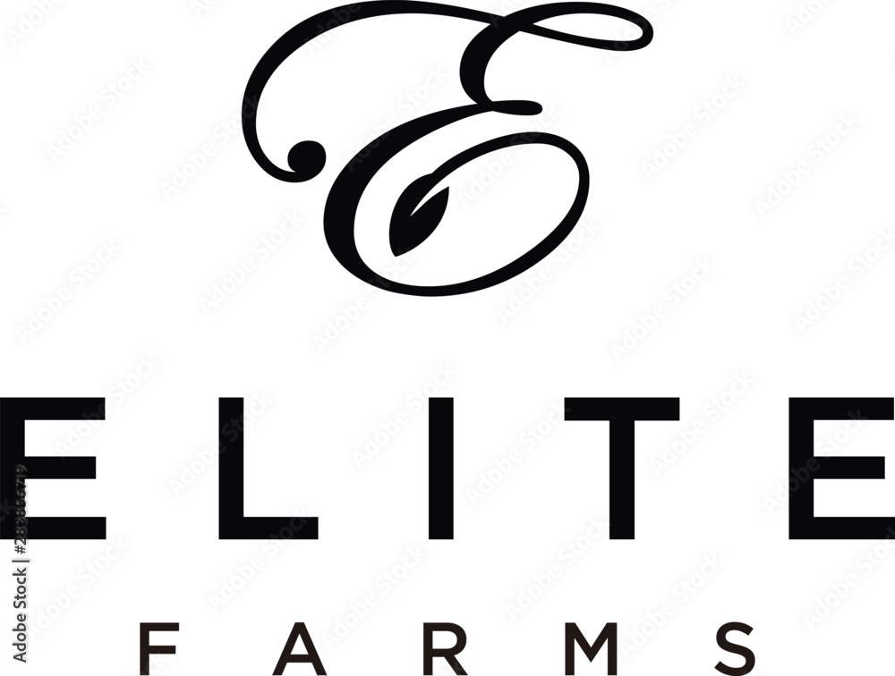 Illustration Initial logo E with leaf for luxury farm company symbol ...