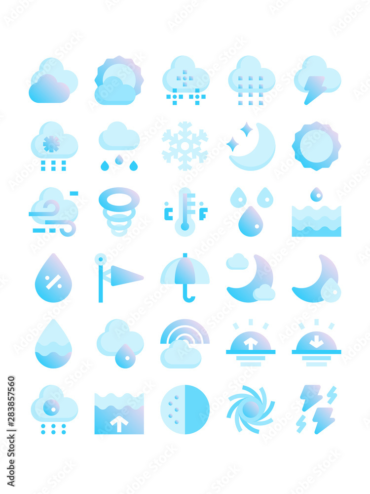weather gradient flat icons