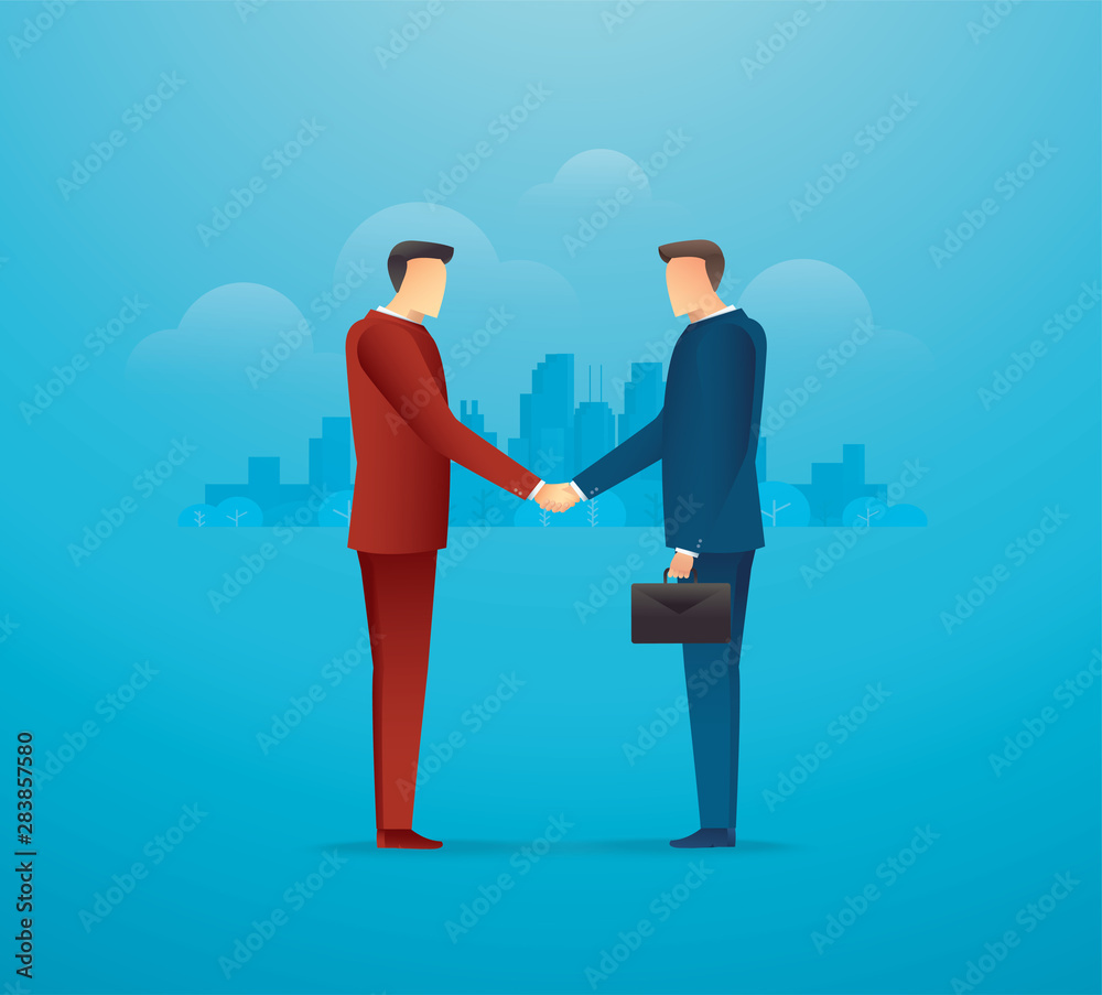 Meeting business partners. Two businessmen shaking hands vector illustration EPS10