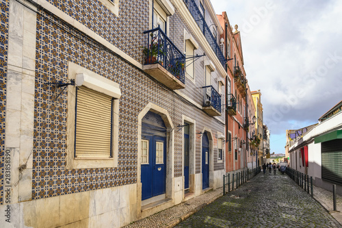 Lisbon Portugal, city skyline of local street at Lisbon Baixa district