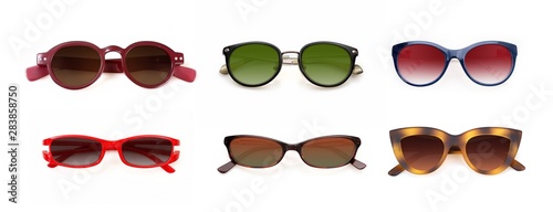 Set of sunglasses isolated on white background for applying on a portrait