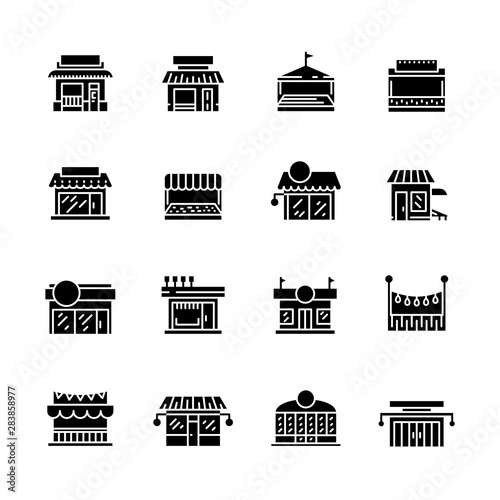 Commerce store front glyph vector icon flat