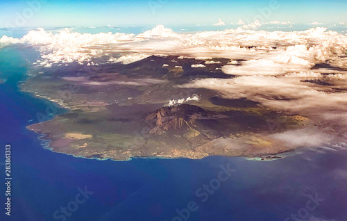 Fototapeta Naklejka Na Ścianę i Meble -  Volcano views from airplane, in Bali Indonesia