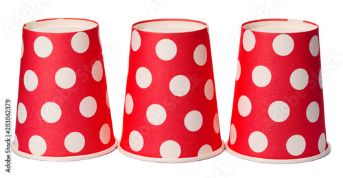 Wallpaper Mural Group of cardboard disposable red dotted cups isolated Torontodigital.ca