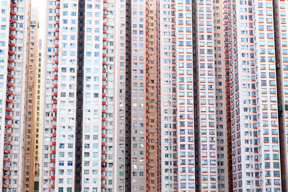 Dense high rise residential apartments in Kowloon, Hong Kong