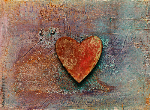Rustic Heart On Textured Background