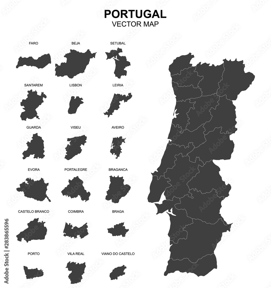 Imagens vetoriais Mapa portugal