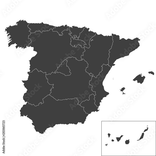 vector map of spain with borders of regions