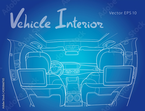 Machine inside. Interior of the vehicle. Vector