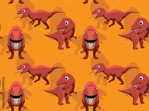 Dinosaur Megalosaurus Cute Cartoon Background Seamless Wallpaper