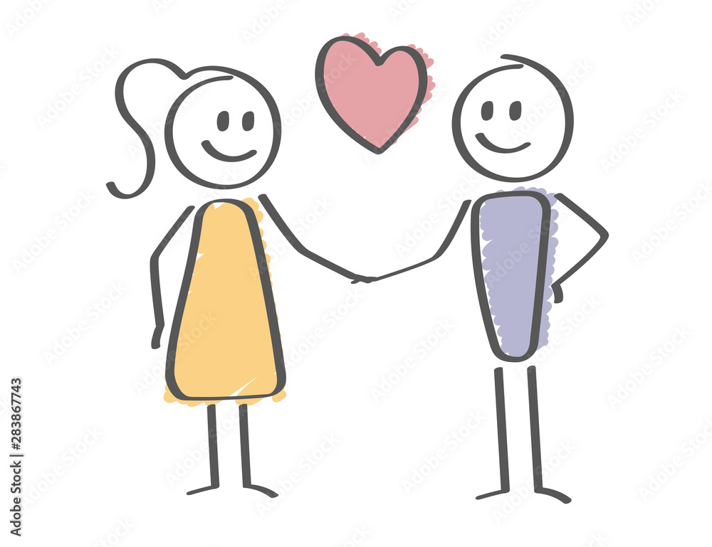 Stick Figure - love - woman and man holding hands - heart Stock Vector ...