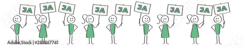 Stick Figure - Viele Personen mit Schild Ja
