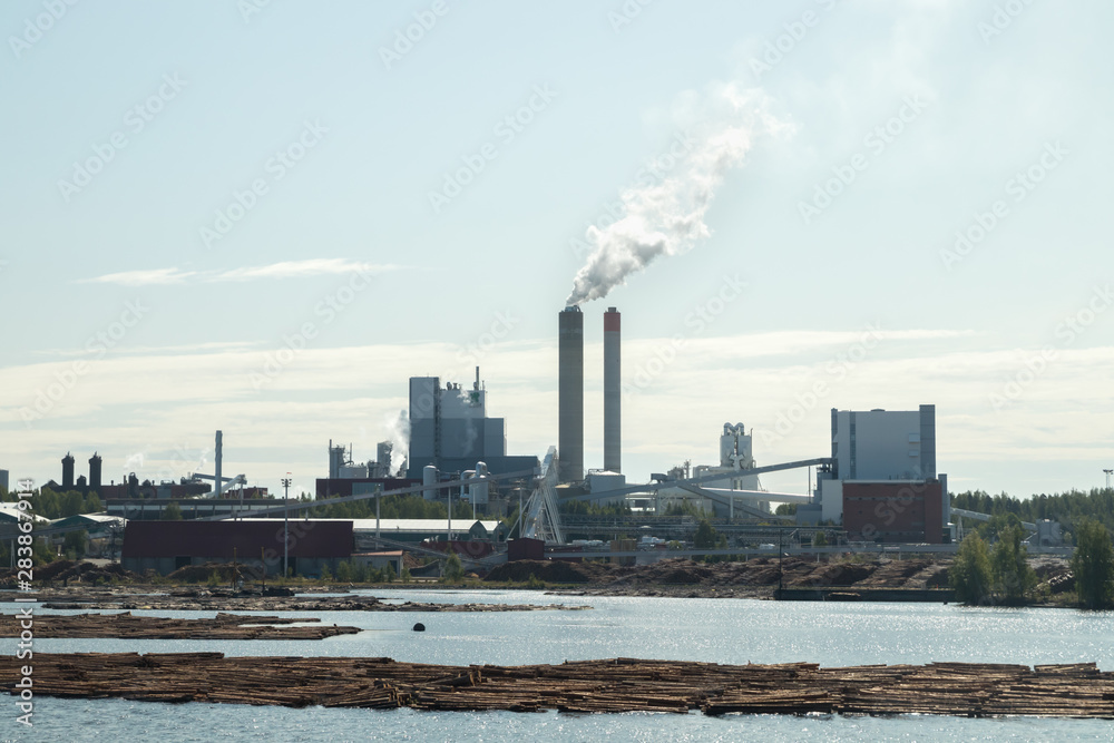 Lappeenranta, Finland - August 7, 2019: Upm factory in Lappeenranta, Finland