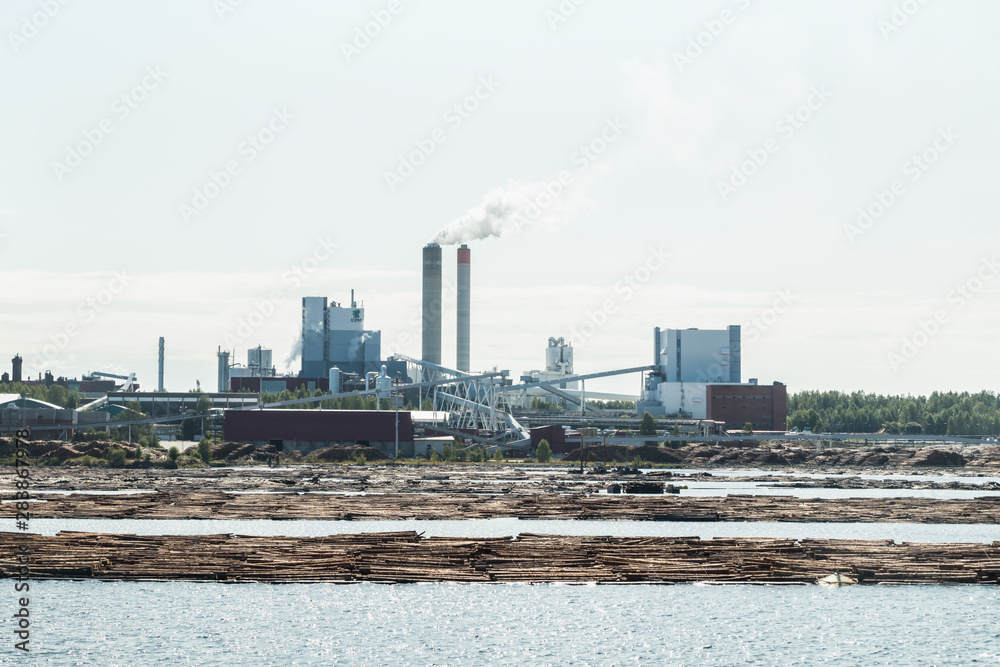Lappeenranta, Finland - August 7, 2019: Upm factory in Lappeenranta, Finland