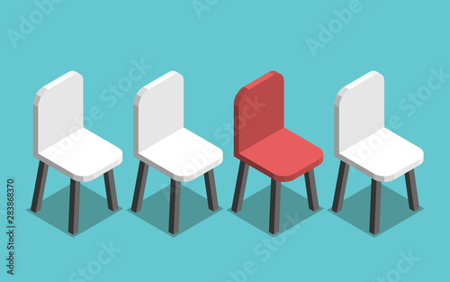 Isometric red unique chair