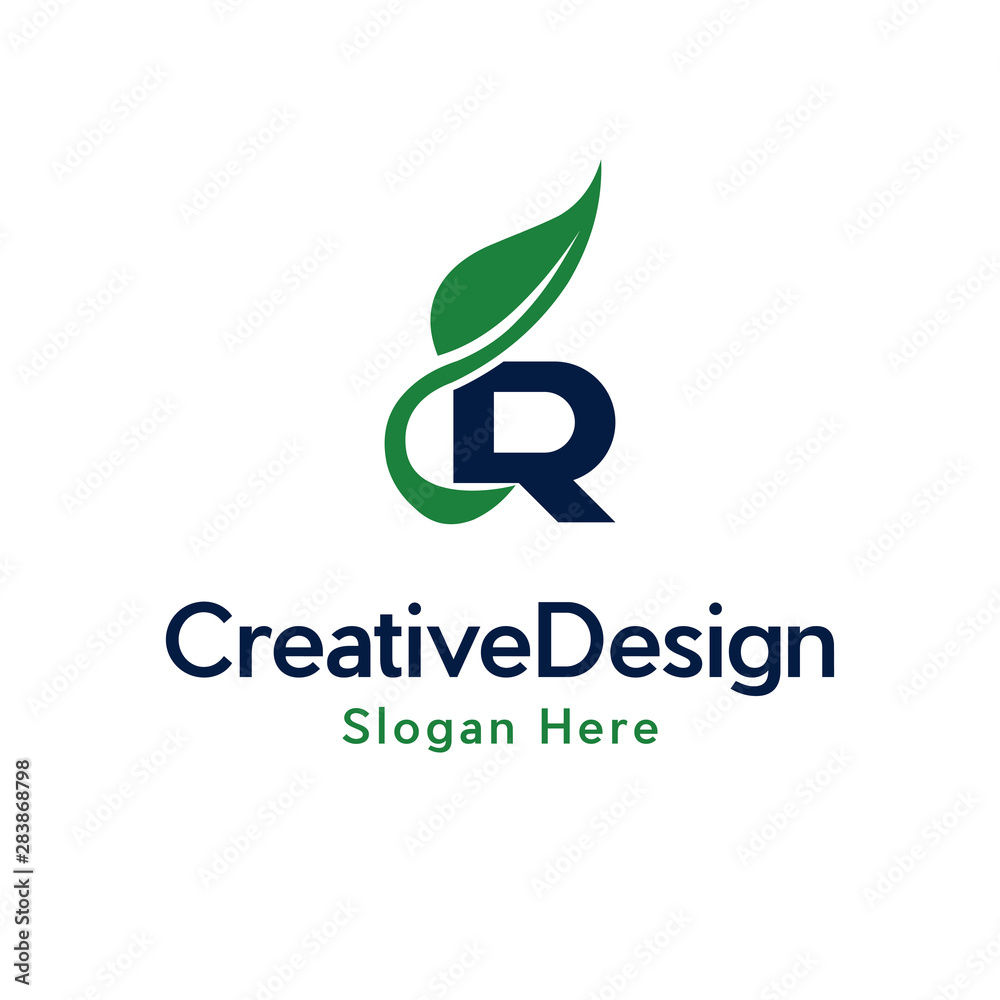 R letter. Herbal logo. Abstract R letter with leaf. Nature, spa or ECO ...