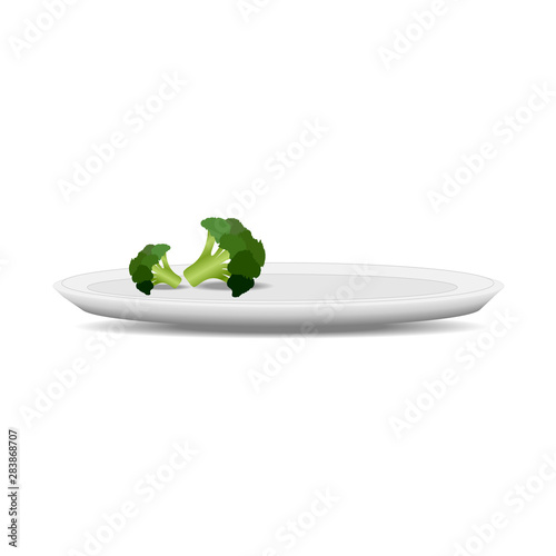 Broccoli cabbage on a plate. Healthy food. Menu for vegetarians or for diet.