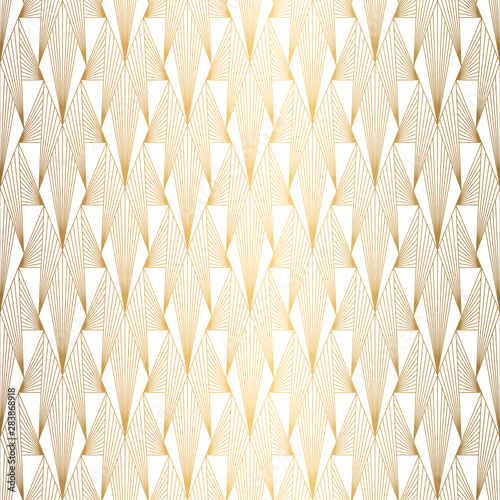 Art Deco Pattern. Seamless white and gold background