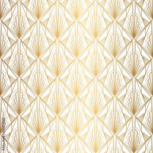 Fototapeta Naklejka Na Ścianę i Meble -  Art Deco Pattern. Seamless white and gold background